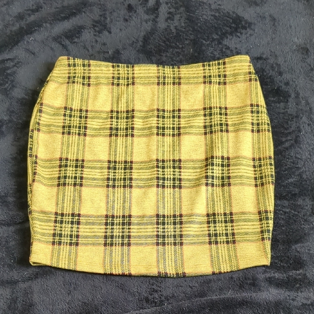 Yellow Plaid Women's Mini Skirt